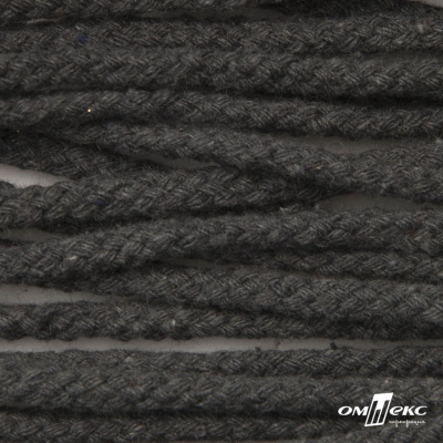 Шнур плетеный d-6 мм круглый, 70% хлопок 30% полиэстер, уп.90+/-1 м, цв.1088-т.серый - купить в Рубцовске. Цена: 588 руб.