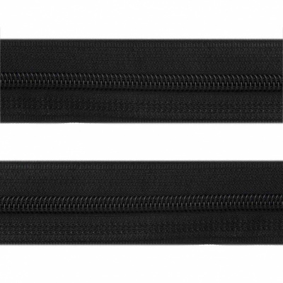 Рулонная молния с покрытием PVC спираль тип 3 (упак.270м) -черная с полосой СВО - купить в Рубцовске. Цена: 12.74 руб.