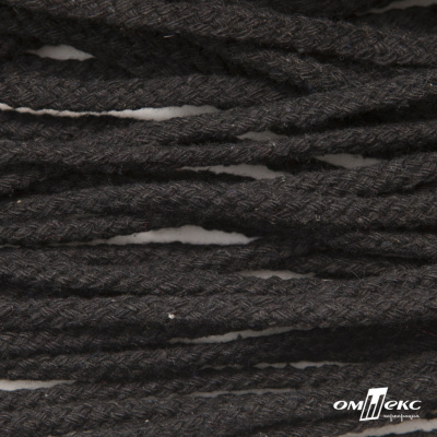 Шнур плетеный d-6 мм круглый, 70% хлопок 30% полиэстер, уп.90+/-1 м, цв.1078-черный - купить в Рубцовске. Цена: 588 руб.