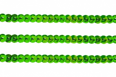 Пайетки "ОмТекс" на нитях, CREAM, 6 мм С / упак.73+/-1м, цв. 94 - зеленый - купить в Рубцовске. Цена: 297.48 руб.