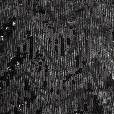 Трикотажное полотно с пайетками, шир.130 см, #311-бахрома чёрная - купить в Рубцовске. Цена 1 183.35 руб.