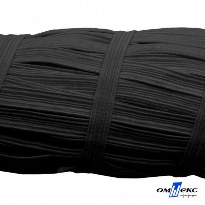 Резиновые нити с текстильным покрытием, шир. 6 мм (55 м/уп), цв.-черный - купить в Рубцовске. Цена: 210.75 руб.