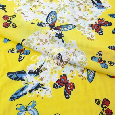 Плательная ткань "Софи" 7.2, 75 гр/м2, шир.150 см, принт бабочки - купить в Рубцовске. Цена 241.49 руб.