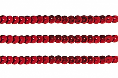Пайетки "ОмТекс" на нитях, SILVER-BASE, 6 мм С / упак.73+/-1м, цв. 3 - красный - купить в Рубцовске. Цена: 468.37 руб.