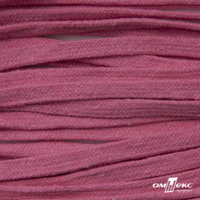 Шнур плетеный d-8 мм плоский, 70% хлопок 30% полиэстер, уп.85+/-1 м, цв.1029-розовый - купить в Рубцовске. Цена: 735 руб.