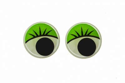 Глазки для игрушек, круглые, с бегающими зрачками, 15 мм/упак.50+/-2 шт, цв. -зеленый - купить в Рубцовске. Цена: 113.01 руб.
