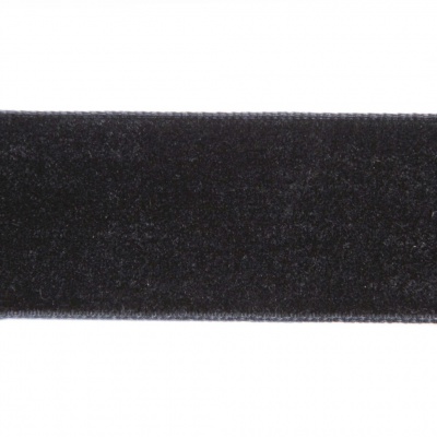 Лента бархатная нейлон, шир.25 мм, (упак. 45,7м), цв.03-черный - купить в Рубцовске. Цена: 800.84 руб.