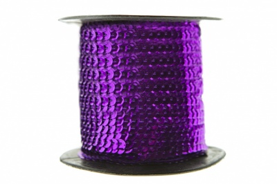 Пайетки "ОмТекс" на нитях, SILVER-BASE, 6 мм С / упак.73+/-1м, цв. 12 - фиолет - купить в Рубцовске. Цена: 300.55 руб.