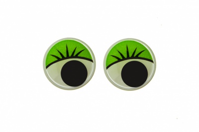 Глазки для игрушек, круглые, с бегающими зрачками, 12 мм/упак.50+/-2 шт, цв. -зеленый - купить в Рубцовске. Цена: 95.04 руб.