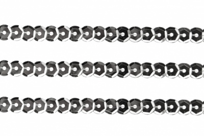 Пайетки "ОмТекс" на нитях, SILVER-BASE, 6 мм С / упак.73+/-1м, цв. 1 - серебро - купить в Рубцовске. Цена: 468.37 руб.