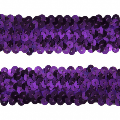 Тесьма с пайетками 12, шир. 30 мм/уп. 25+/-1 м, цвет фиолет - купить в Рубцовске. Цена: 1 098.48 руб.