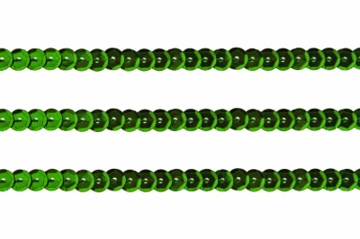 Пайетки "ОмТекс" на нитях, SILVER-BASE, 6 мм С / упак.73+/-1м, цв. 4 - зеленый - купить в Рубцовске. Цена: 484.77 руб.