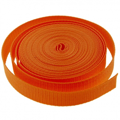 Стропа текстильная, шир. 25 мм (в нам. 50+/-1 ярд), цвет оранжевый - купить в Рубцовске. Цена: 409.94 руб.