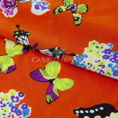 Плательная ткань "Софи" 7.1, 75 гр/м2, шир.150 см, принт бабочки - купить в Рубцовске. Цена 241.49 руб.